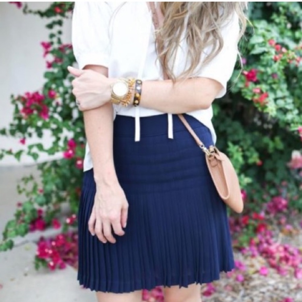 J. Crew Navy Pleated Chiffon Skirt Size 4